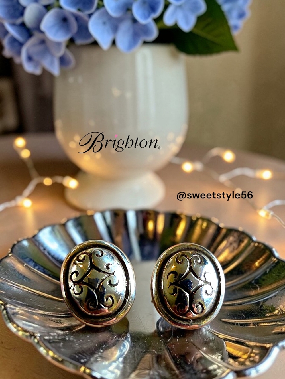 BRIGHTON "Irene" Silver Button Mini Posts